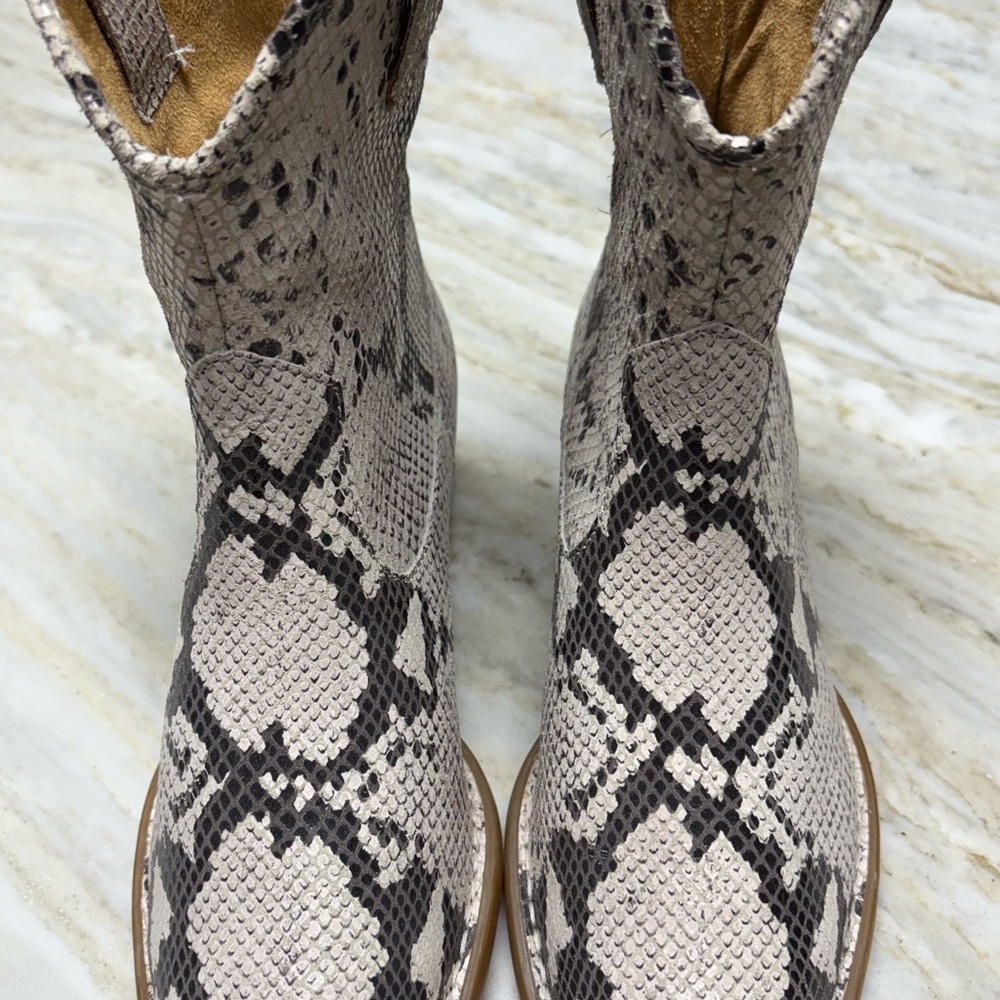 Born Snake Print Ankle Boots - Gray and Black